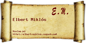 Elbert Miklós névjegykártya